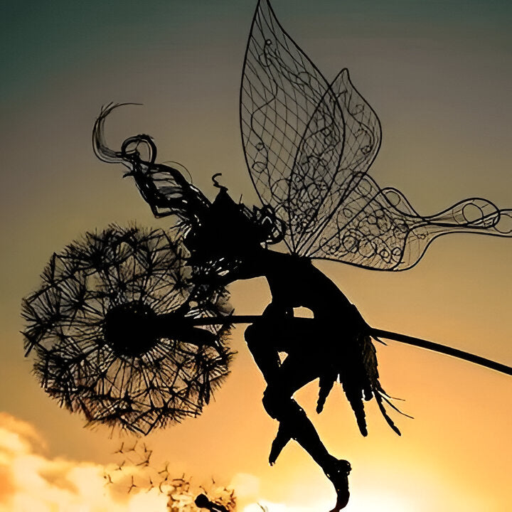 Steel Fairy Garden Sculpture with Laser Cut Details and Powder Coat Protection