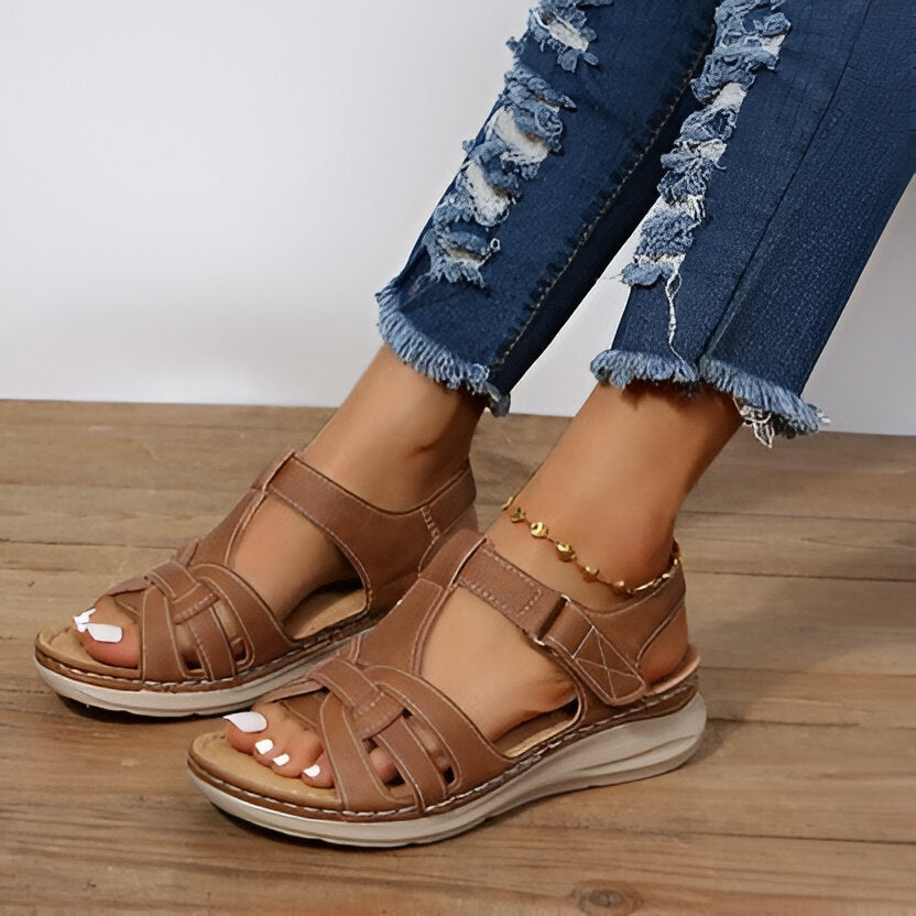 Women's Open Toe Sandals with Arch Support Footbed and Shock Absorbing Midsole