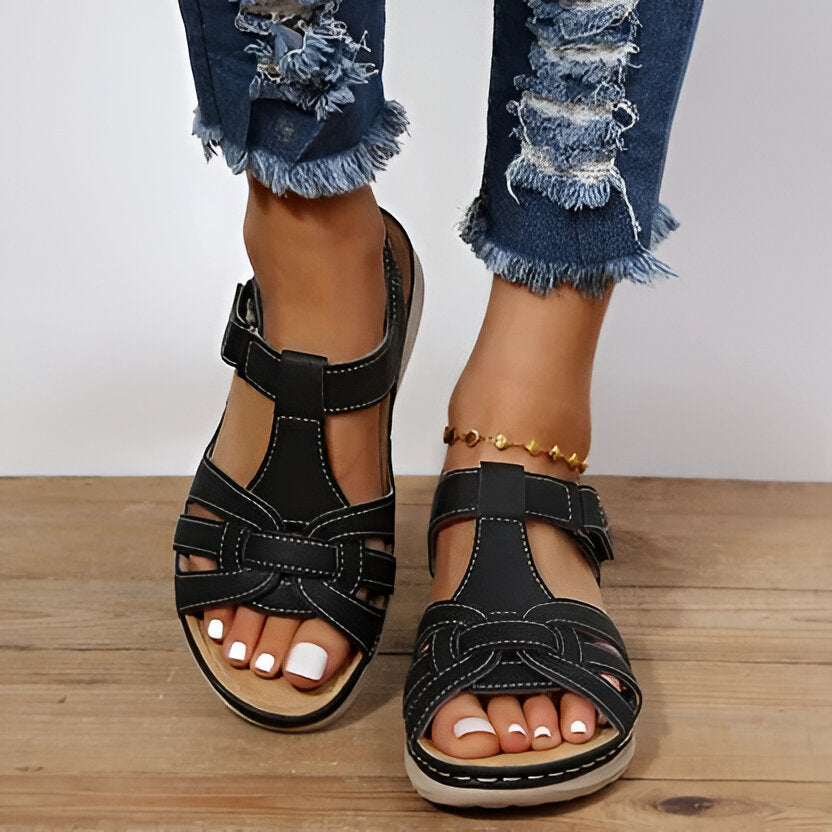 Women's Open Toe Sandals with Arch Support Footbed and Shock Absorbing Midsole