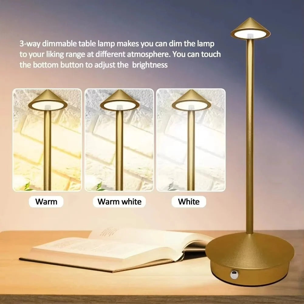 Rechargeable LED Table Lamp with Touch Control and Three Color Temperatures