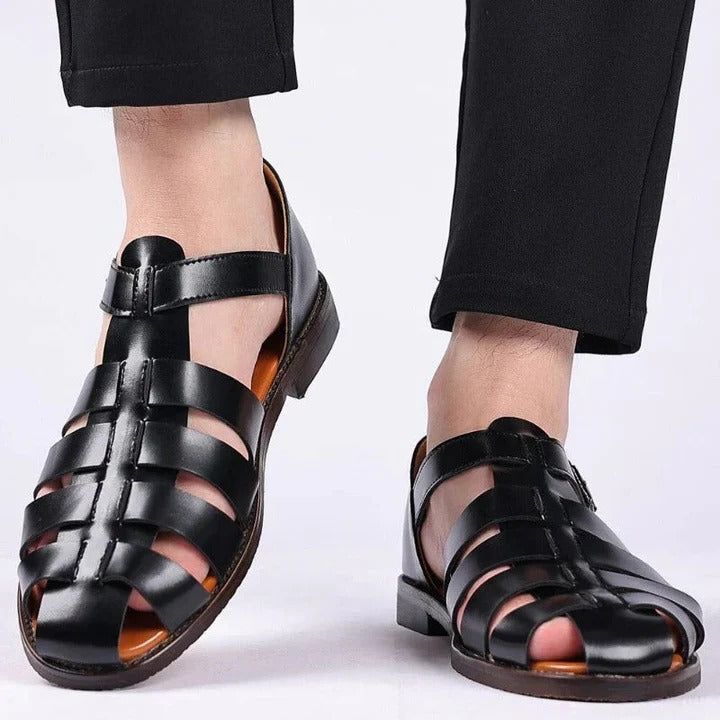 Adjustable Buckle Strap Sandals for Men with Structured Footbed Support