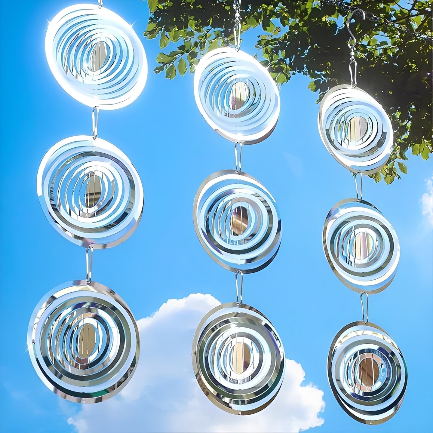 Stainless Steel Bird Deterrent with 3D Mirror Finish and Wind-Powered Rotation, Set of 3