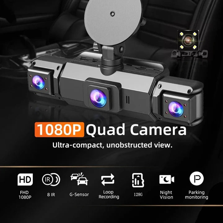 Four-Channel Dash Cam with 1920P Front Camera and Infrared Night Vision