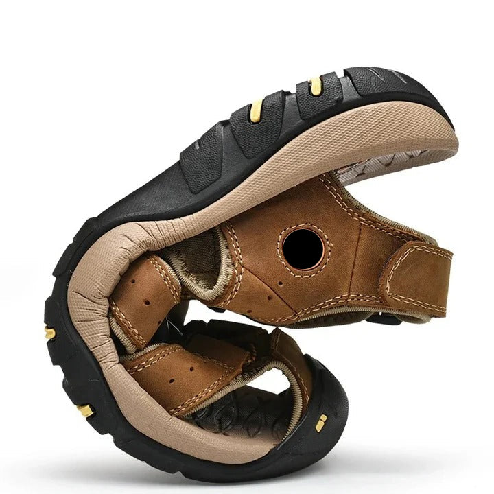 Cushioned Men's Sandals with Elastic Band and Textured Rubber Outsole