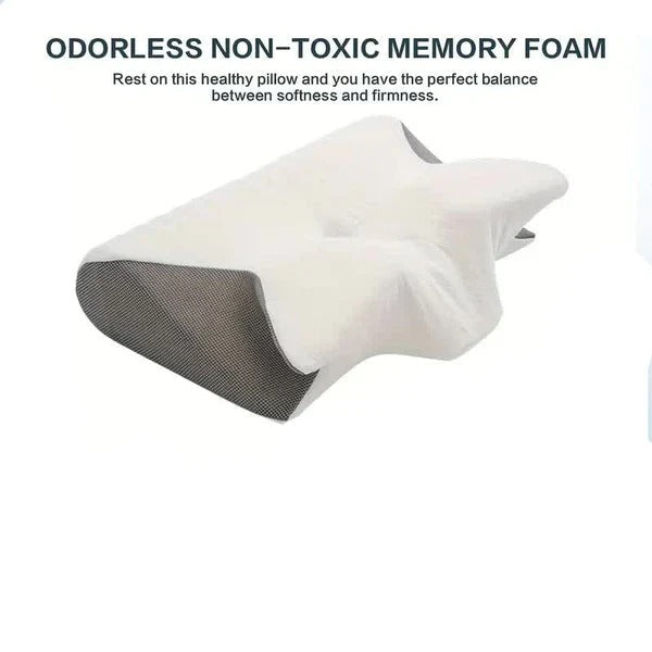 Memory Foam Pillow with Butterfly Contour Design and Neck Support for Side and Back Sleepers