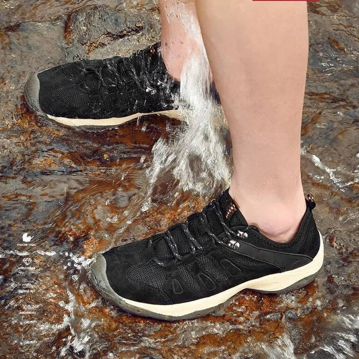 Waterproof Hiking Shoes with Reinforced Toe Cap and Ankle Support, Deep Tread Sole