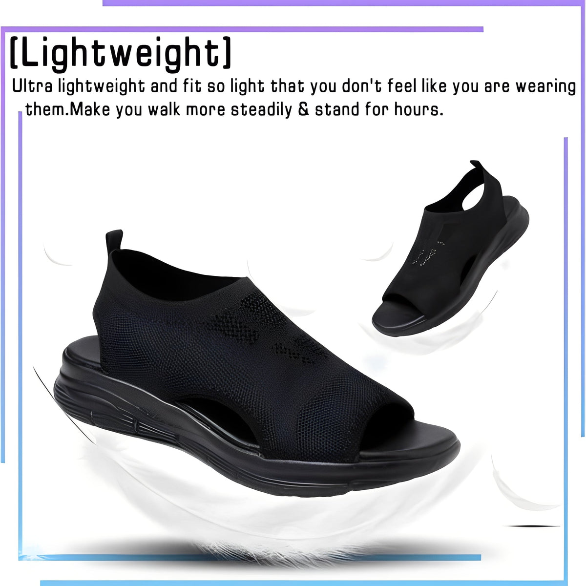 Cushioned Mesh Sandals for Women with Memory Foam and Raised Arch Support
