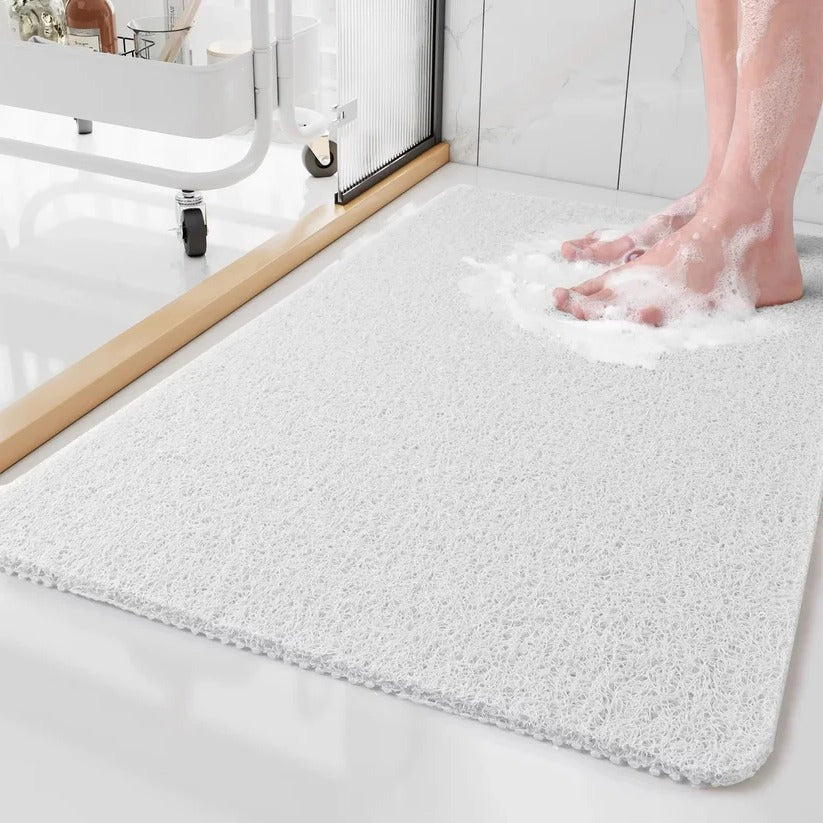 Fast Drying Shower Mat with Textured Friction Surface and Porous Drainage