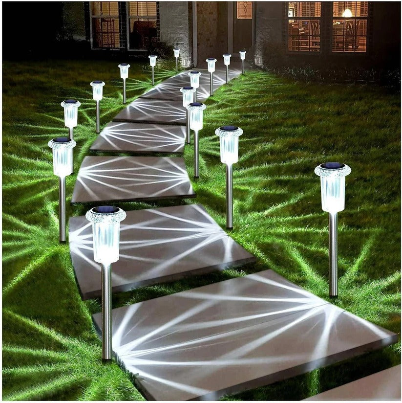 Snowflake Solar Pathway Lights with Cool White LED and Waterproof Design, 10-Pack