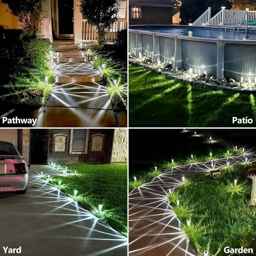 Snowflake Solar Pathway Lights with Cool White LED and Waterproof Design, 10-Pack