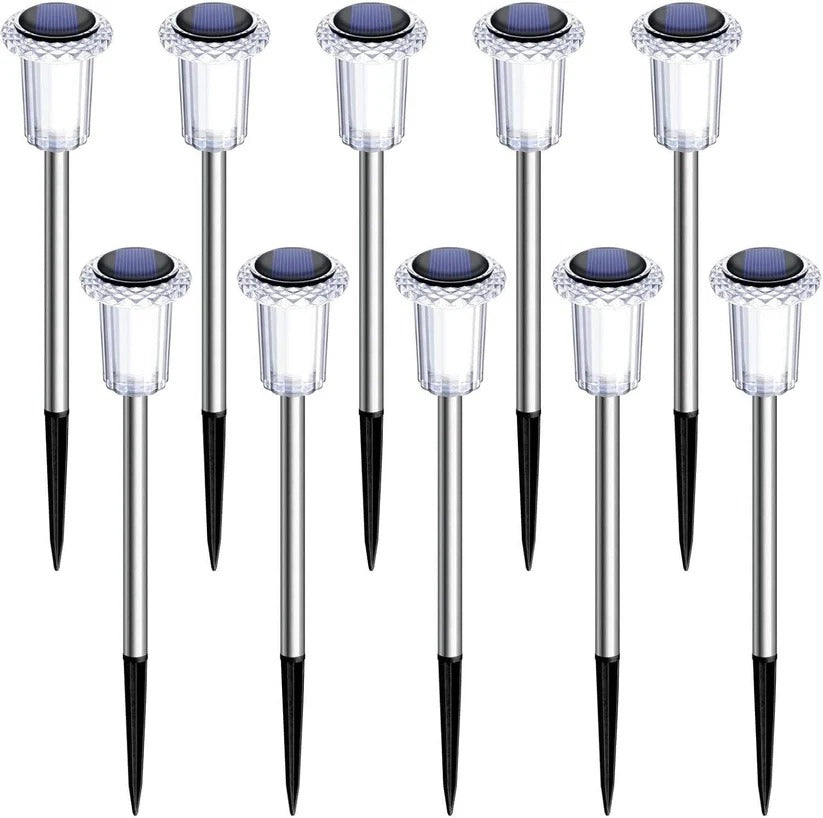 Snowflake Solar Pathway Lights with Cool White LED and Waterproof Design, 10-Pack