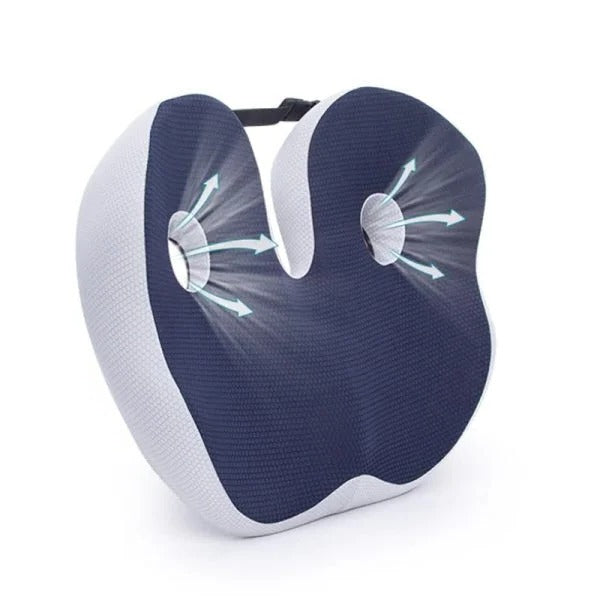 Memory Foam Ergonomic Seat Cushion with Adjustable Straps and Non-Slip Base