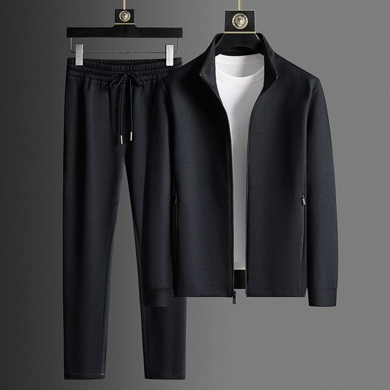 Two-Piece Stretch Tracksuit with Zip Jacket and Drawstring Pants
