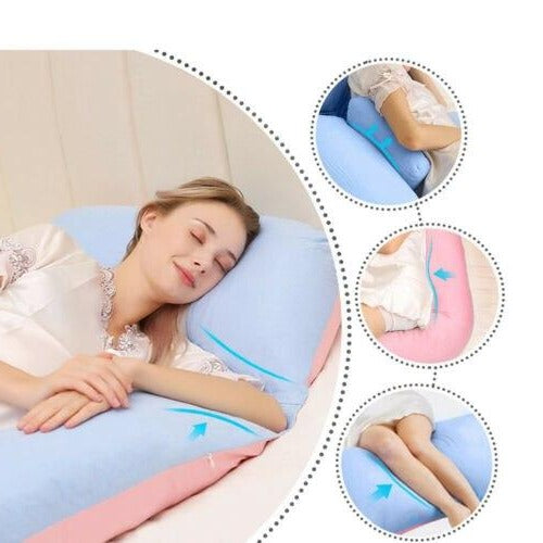 Full Length Body Pillow with Curved Spine Support and Cotton Fiber Fill