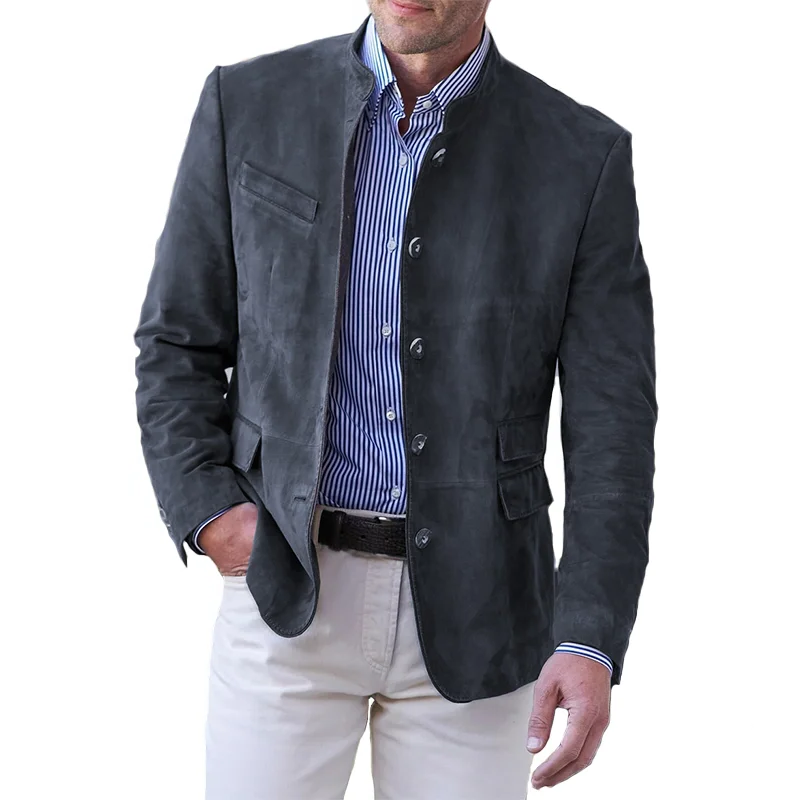 Handcrafted Men's Button-Down Jacket with Reinforced Seams and Layering Fit