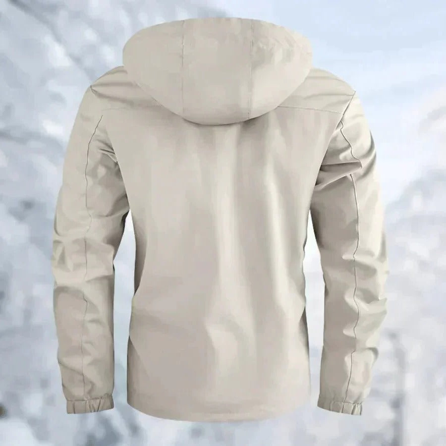 Waterproof Outdoor Jacket for Men with Removable Hood and Breathable Membrane