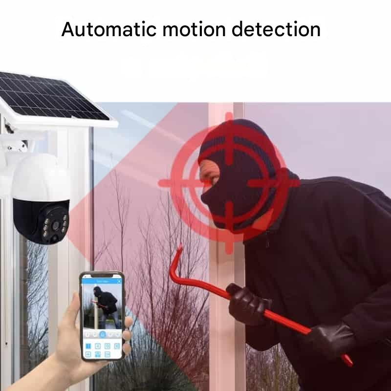 4K Wireless Security Camera with Dual Lens 10X Zoom and 360 Degree Rotation, Solar Powered