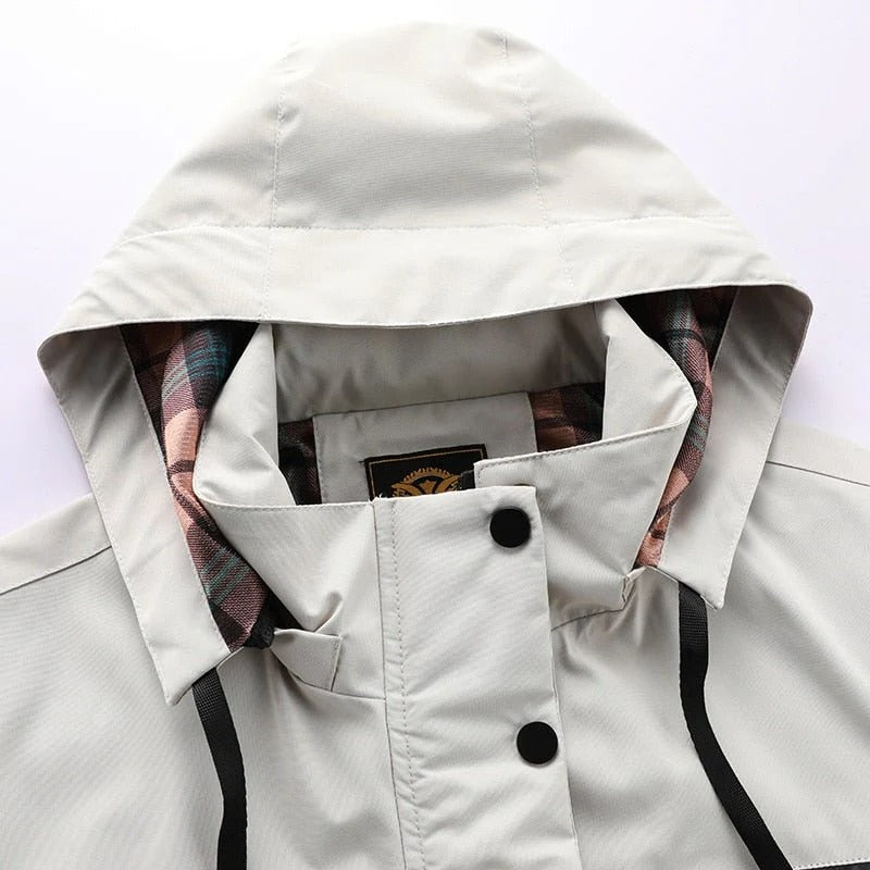 Waterproof Outdoor Jacket for Men with Removable Hood and Breathable Membrane