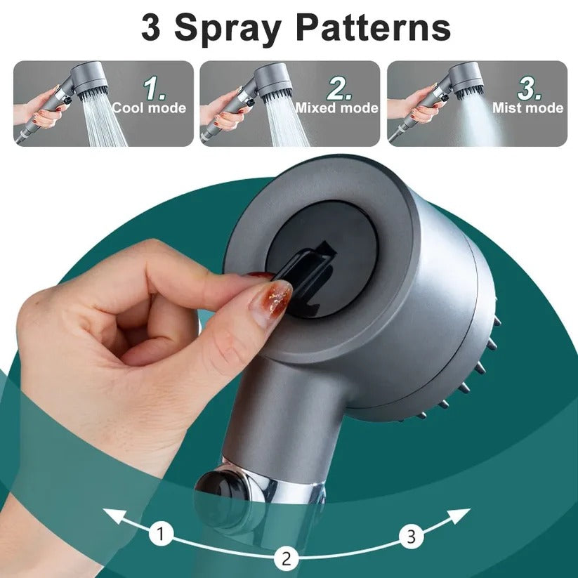 Filtered Shower Head with Laser-Cut Micro Holes and Push-Button Control