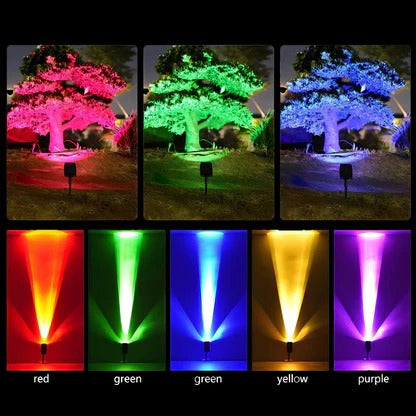 Solar Spot Light with Adjustable Zoom Lens and Color Changing Modes, IP65 Waterproof