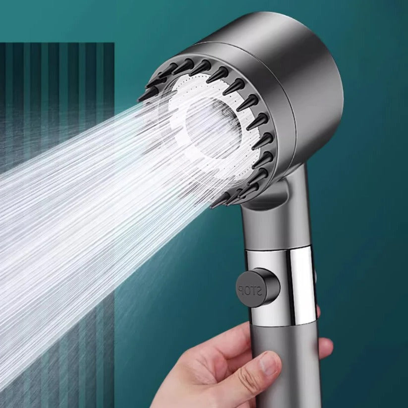 Filtered Shower Head with Laser-Cut Micro Holes and Push-Button Control