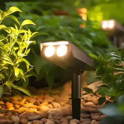 Solar Spot Light with Adjustable Zoom Lens and Color Changing Modes, IP65 Waterproof