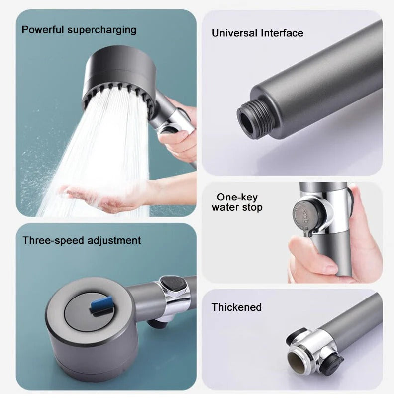 Filtered Shower Head with Laser-Cut Micro Holes and Push-Button Control