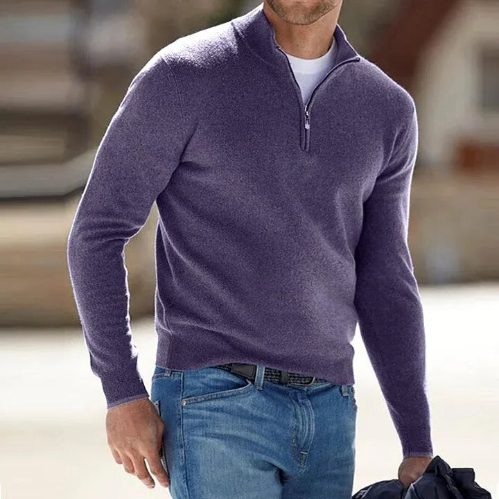 Long Sleeve Cashmere Sweater with Pullover Design for Fall and Winter