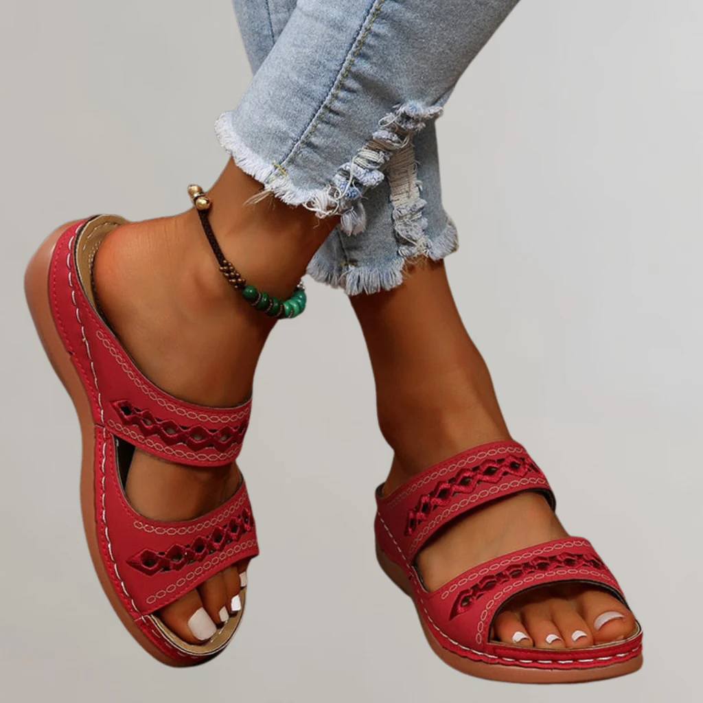 Women's Platform Sandals with Contoured Footbed and Open Toe Design