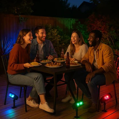 Solar Spot Light with Adjustable Zoom Lens and Color Changing Modes, IP65 Waterproof