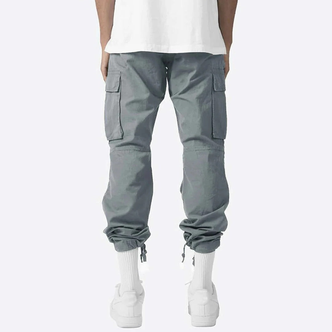 Men's Cargo Pants with Multiple Thigh Pockets and Stretch Fabric