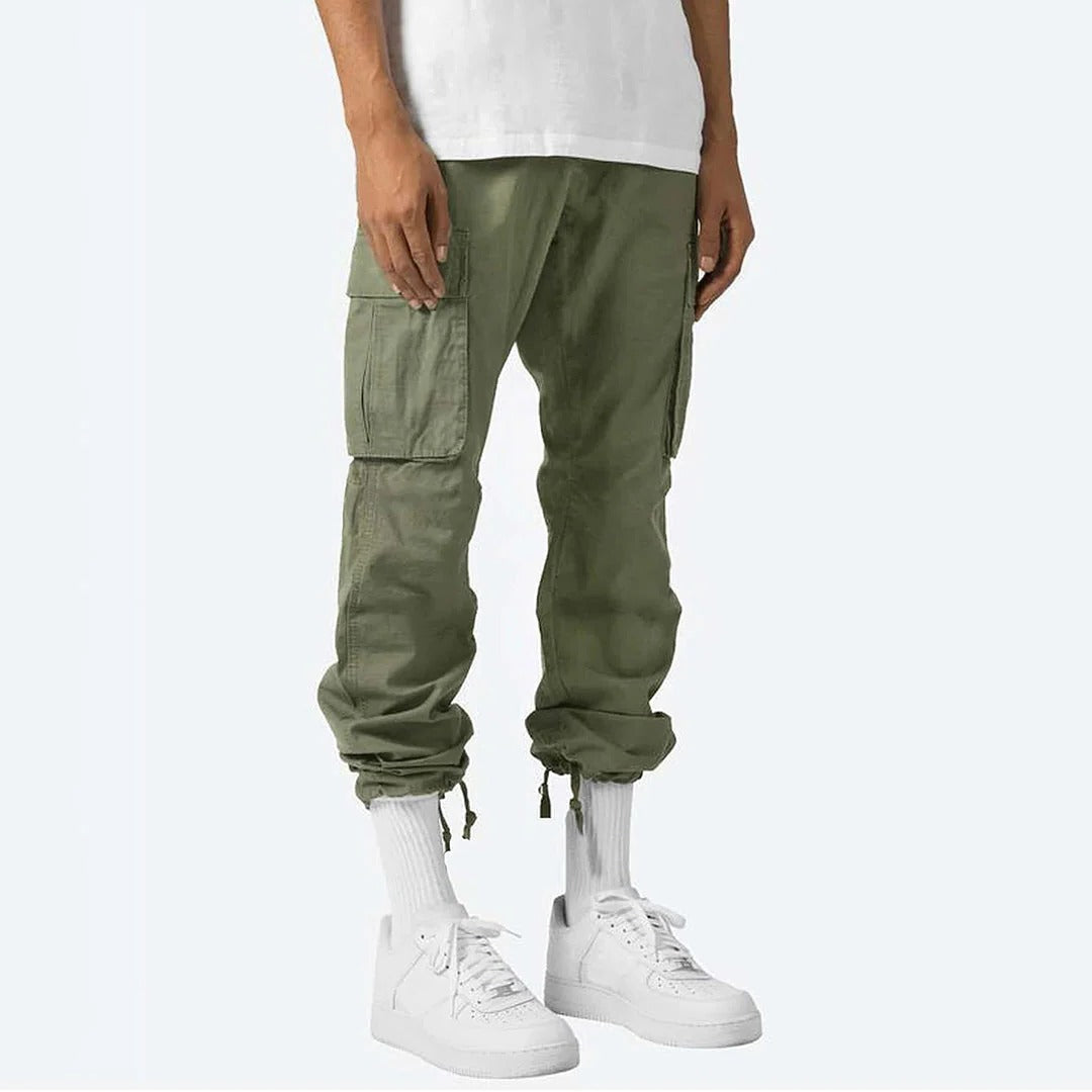 Men's Cargo Pants with Multiple Thigh Pockets and Stretch Fabric