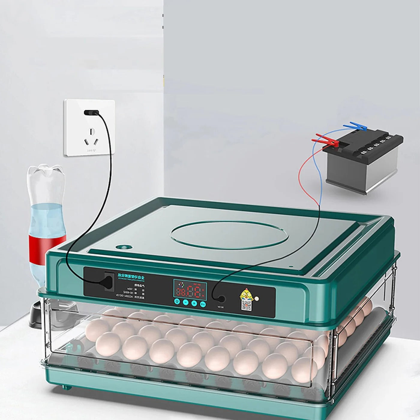 Automatic Egg Incubator with Digital Temperature Control and Built-in Candler for 38 Eggs
