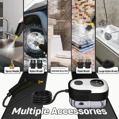 Portable Steam Cleaner with 6-Speed Settings and 5 Brush Attachments