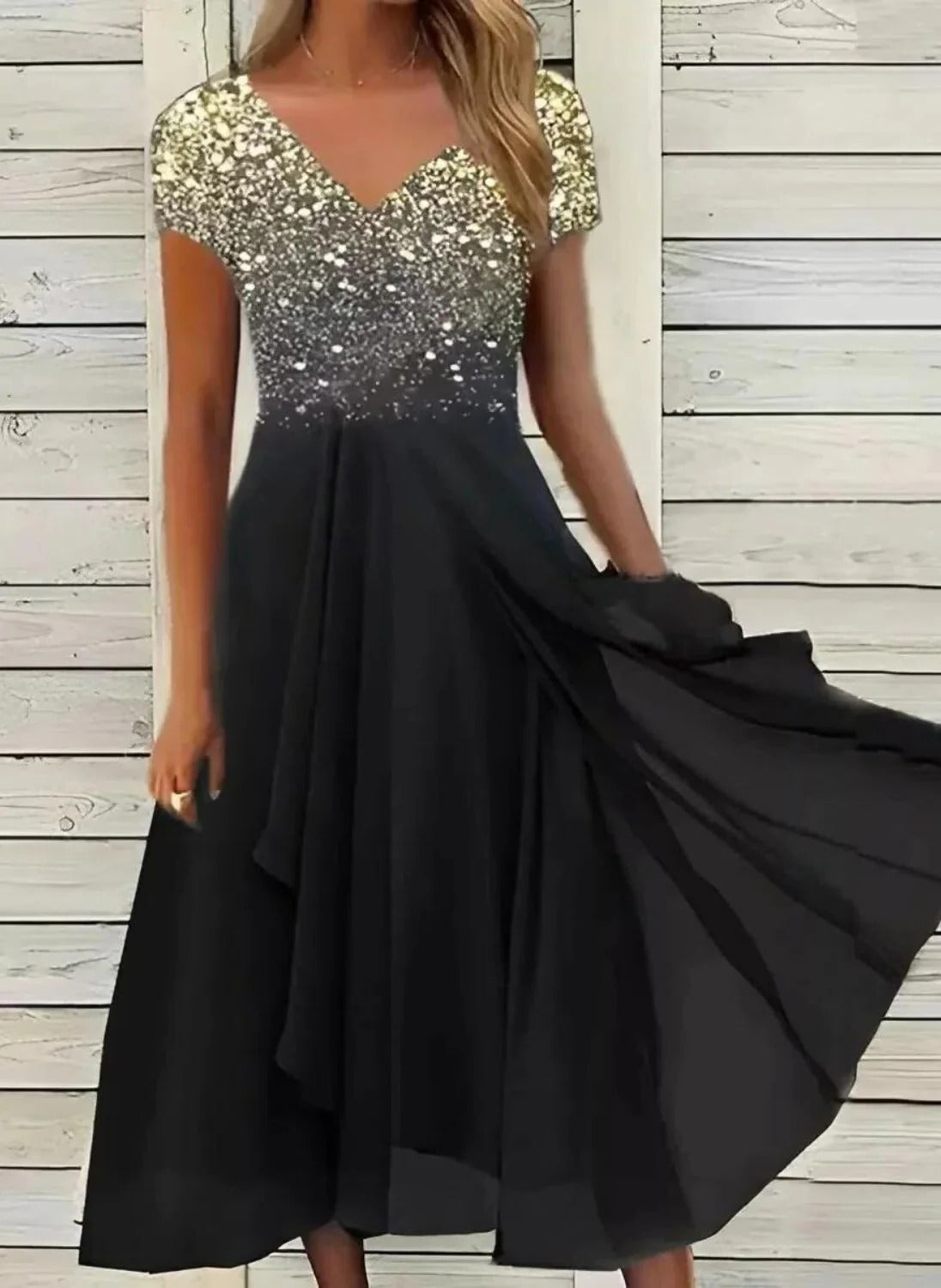 Lightweight Chiffon Dress with Flowing Silhouette and Wrinkle Resistant Fabric