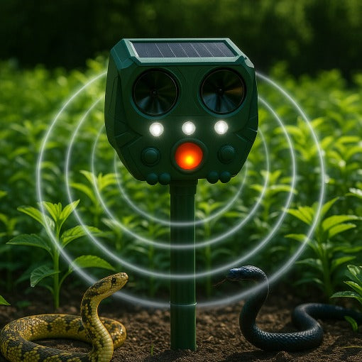 Solar Powered Snake Repeller with Motion Sensor and Flashing Light