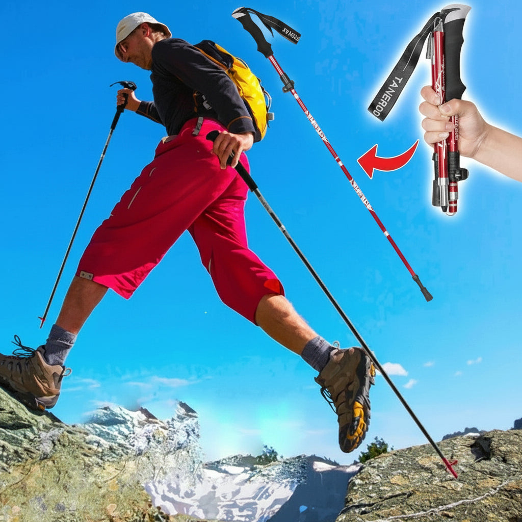 Telescoping Trekking Pole with Ergonomic Handle and Aluminum Alloy Construction