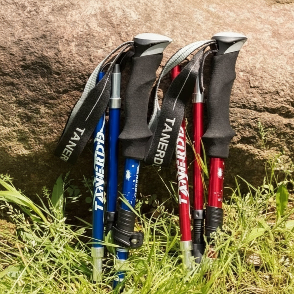 Telescoping Trekking Pole with Ergonomic Handle and Aluminum Alloy Construction