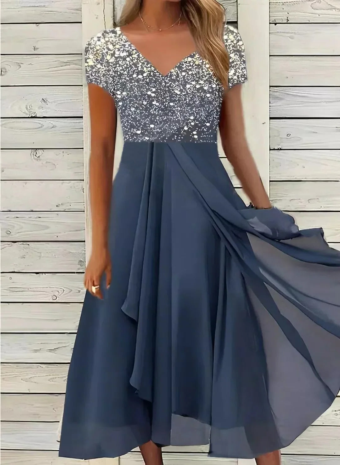 Lightweight Chiffon Dress with Flowing Silhouette and Wrinkle Resistant Fabric