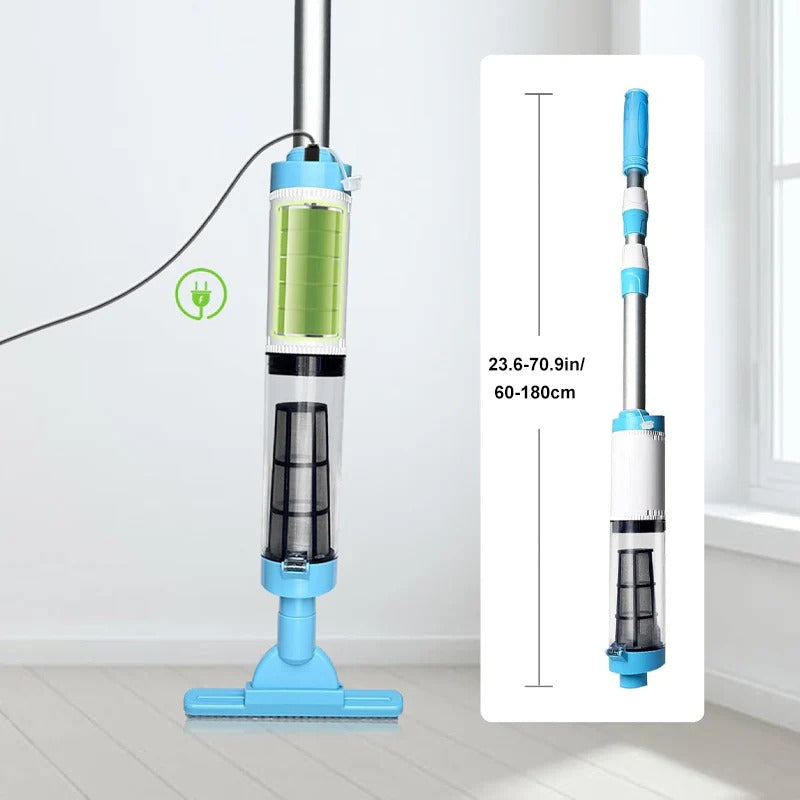 Cordless Pool Cleaner with Adjustable Pole and Three Interchangeable Brush Heads, 90-Minute Runtime