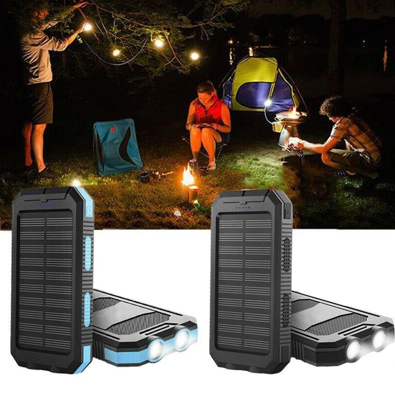 Solar Power Bank 500000mAh with Dual USB Ports and LED Flashlight, IP44 Waterproof