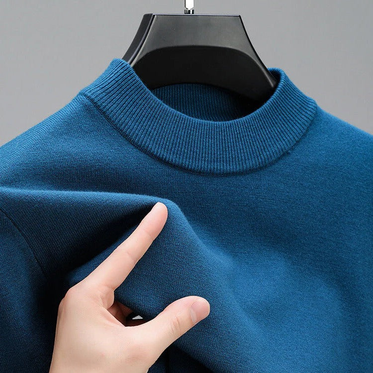 Men's Cashmere Pullover Sweater with Natural Drape and Structured Hem