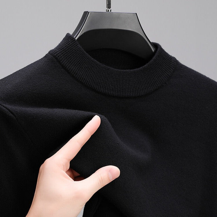 Men's Cashmere Pullover Sweater with Natural Drape and Structured Hem