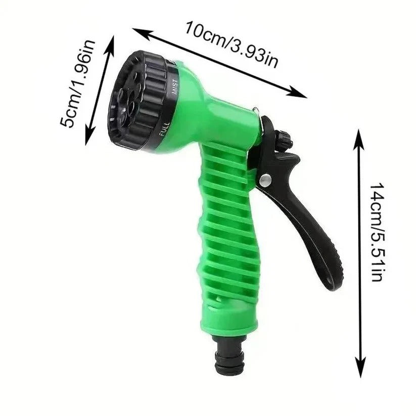 Expandable Garden Hose with Seven Spray Patterns and Flow Control Lever