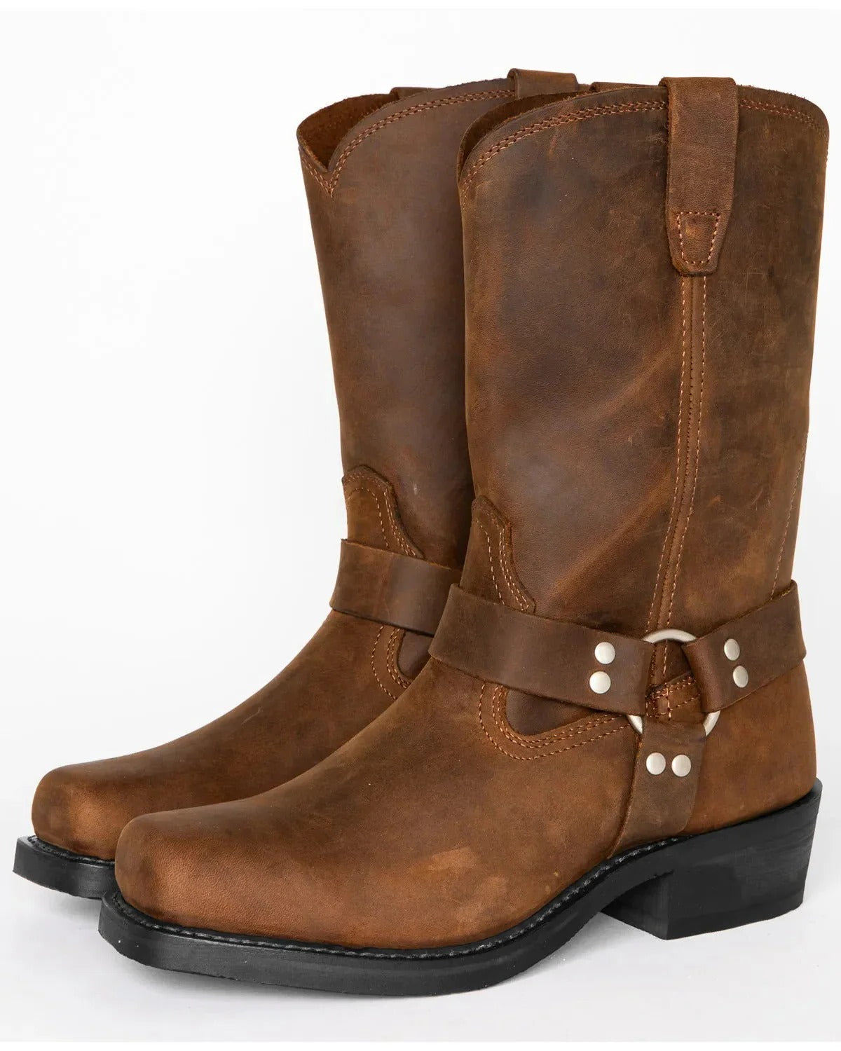 11 Inch Slip On Harness Boots with Double Stitched Construction and Oil Resistant Sole