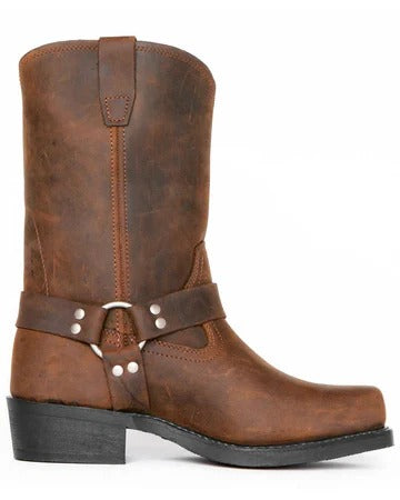 11 Inch Slip On Harness Boots with Double Stitched Construction and Oil Resistant Sole