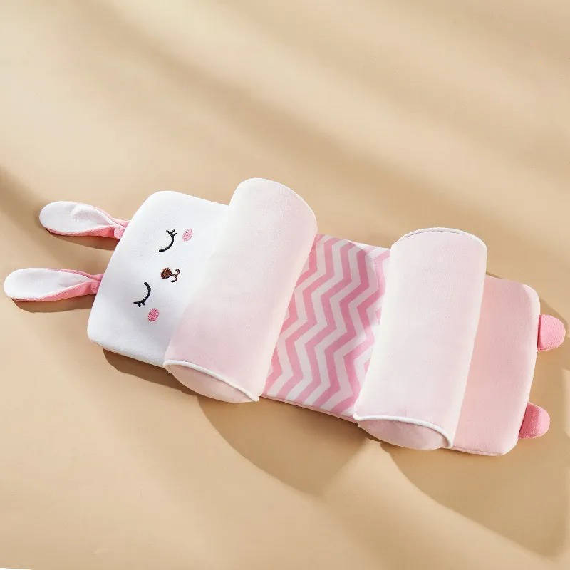 Adjustable Baby Head Pillow with Buckwheat Husk Core and Removable Cotton Cover for Newborns 0-3 Years