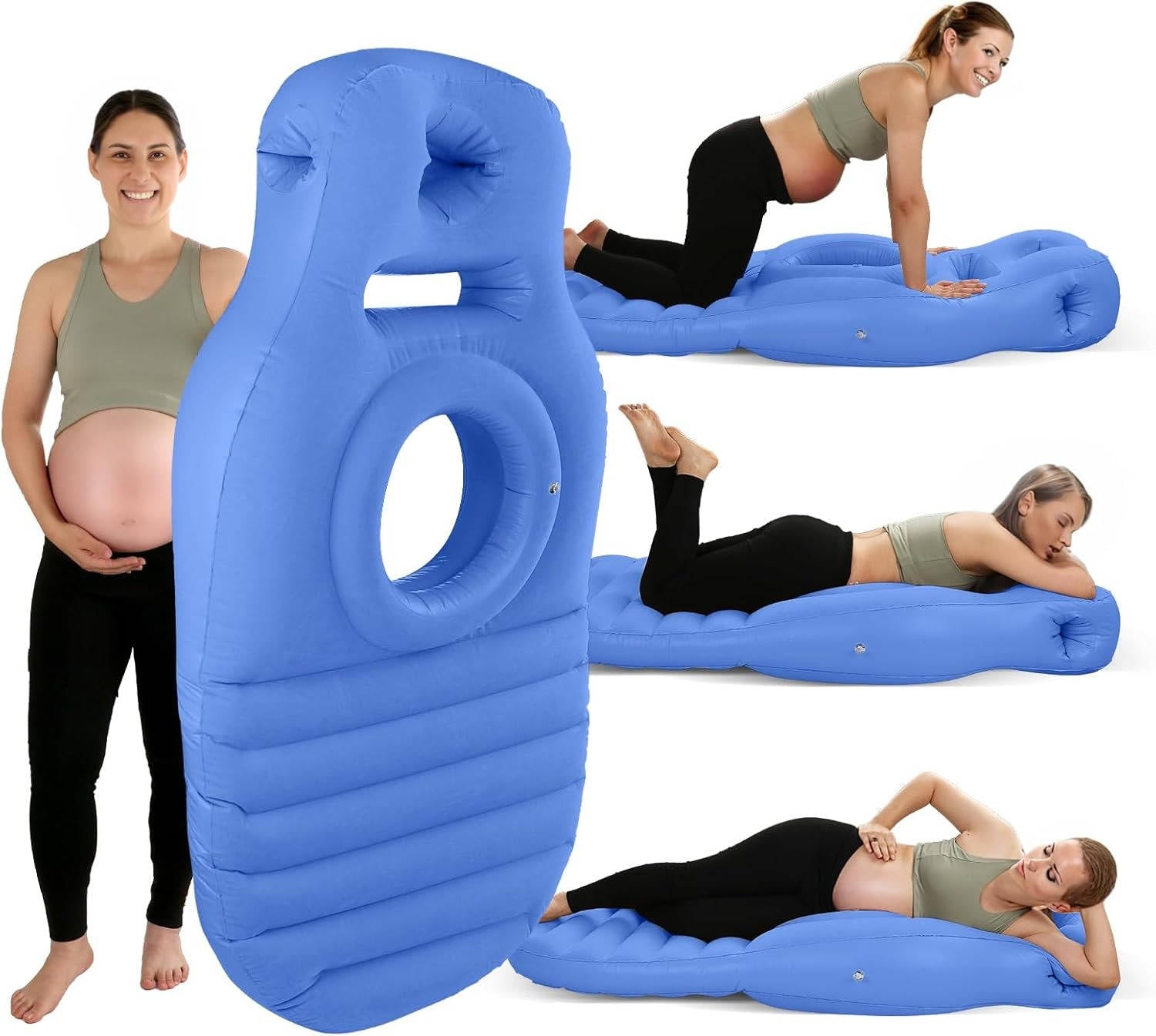 Inflatable Maternity Pillow with Belly Cutout and Dual Chamber Support