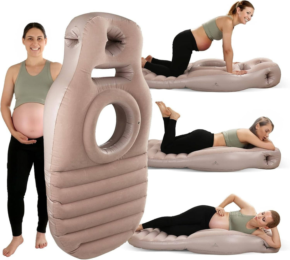 Inflatable Maternity Pillow with Belly Cutout and Dual Chamber Support