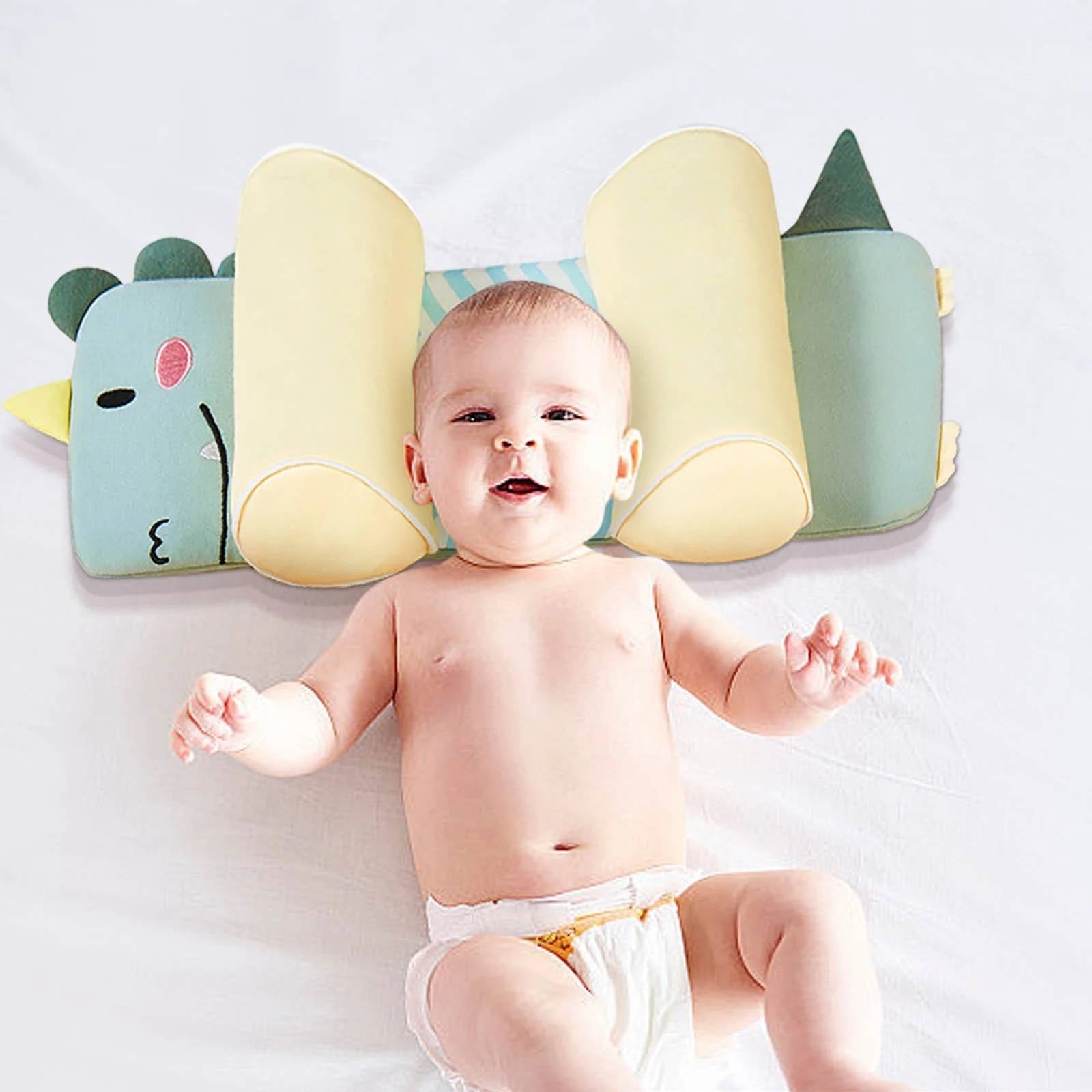 Adjustable Baby Head Pillow with Buckwheat Husk Core and Removable Cotton Cover for Newborns 0-3 Years
